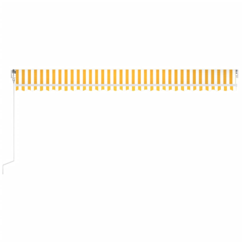 vidaXL Copertină automată cu senzor vânt & LED, galben&alb, 600x350 cm