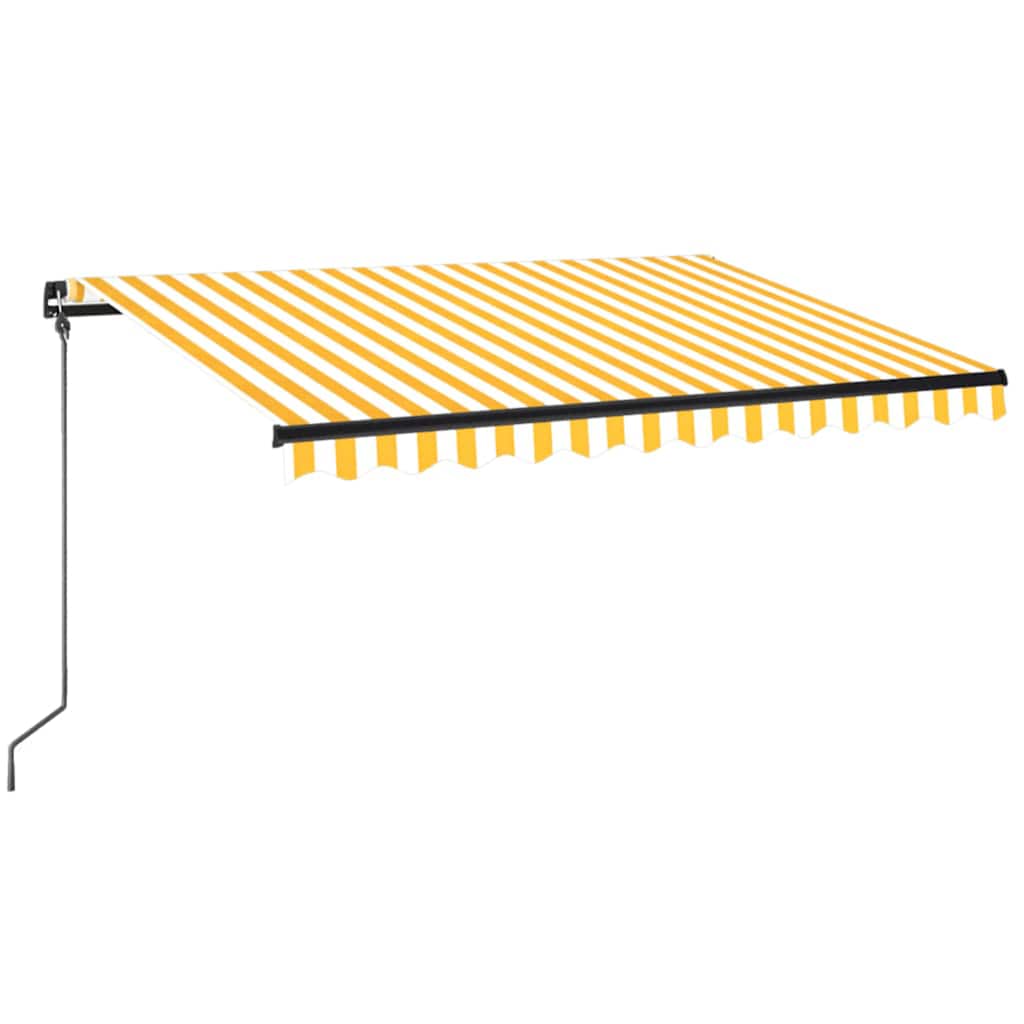 vidaXL Copertină retractabilă manual cu LED, galben și alb, 350x250 cm