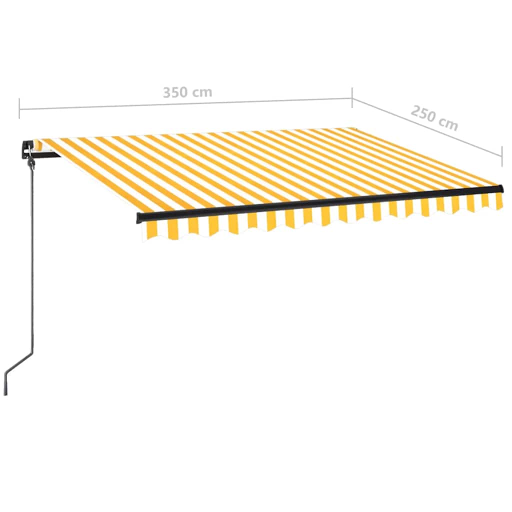 vidaXL Copertină retractabilă manual cu LED, galben și alb, 350x250 cm