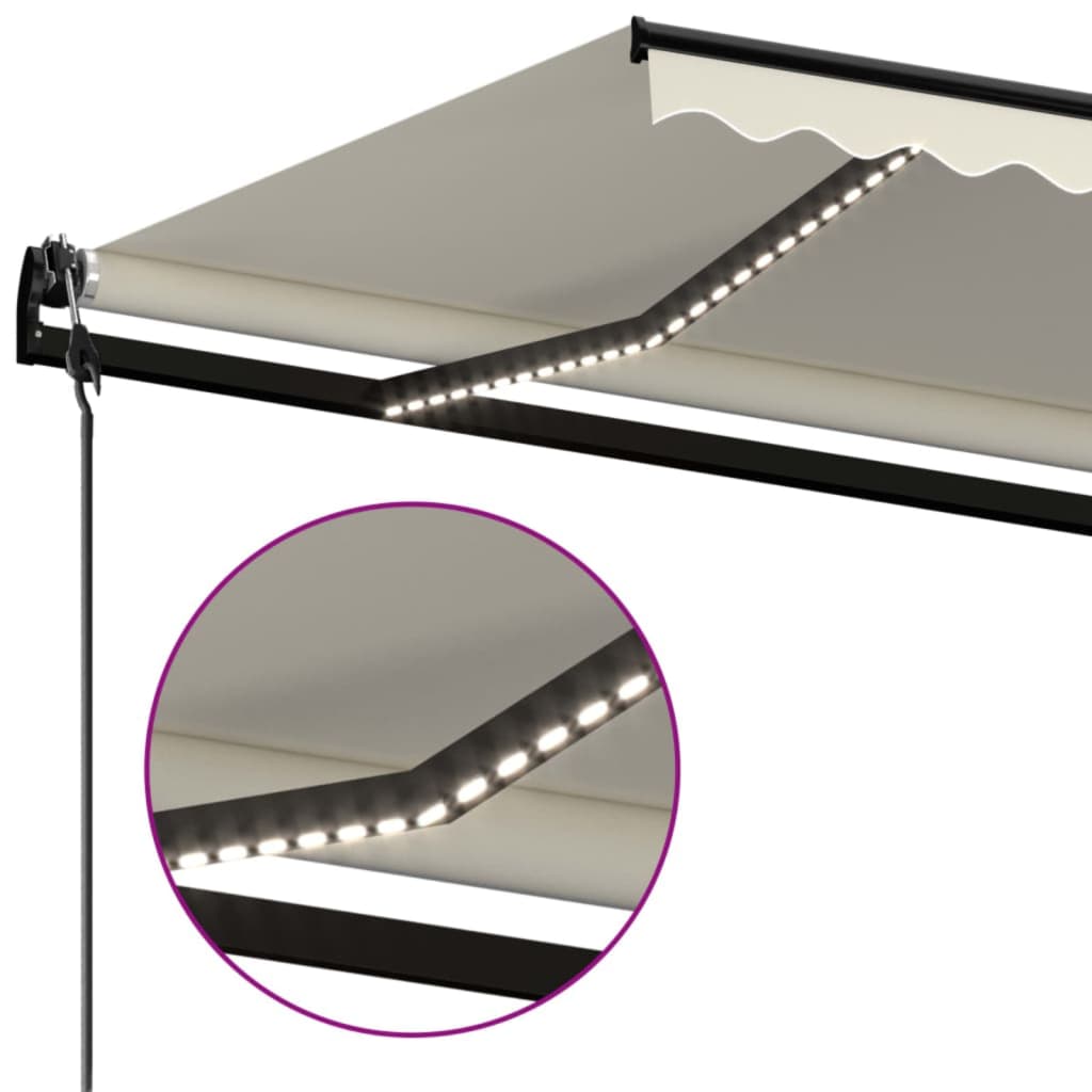 vidaXL Copertină automată cu senzor vânt & LED, crem, 450x300 cm vidaXL Copertină automată cu senzor vânt & LED, crem, 450x300 cm