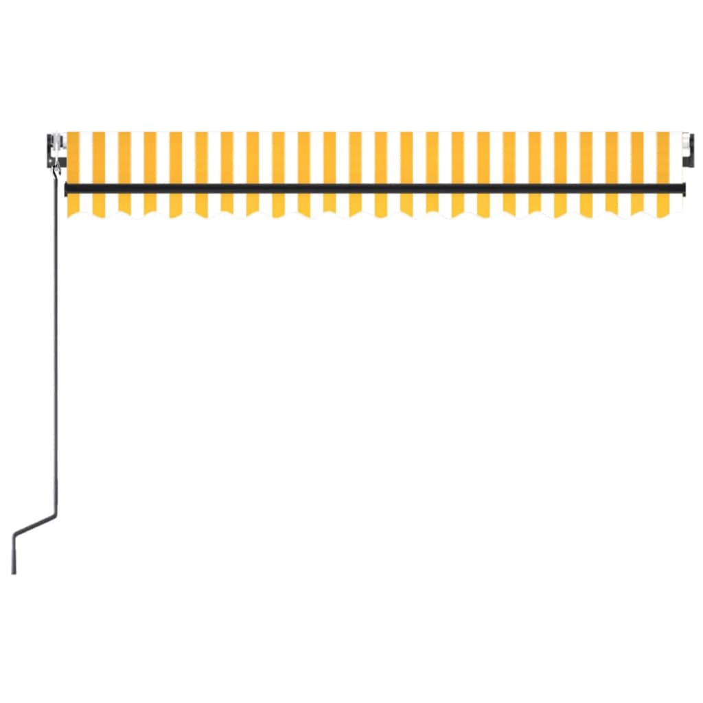 vidaXL Copertină automată cu senzor vânt&LED, galben&alb, 450x300 cm