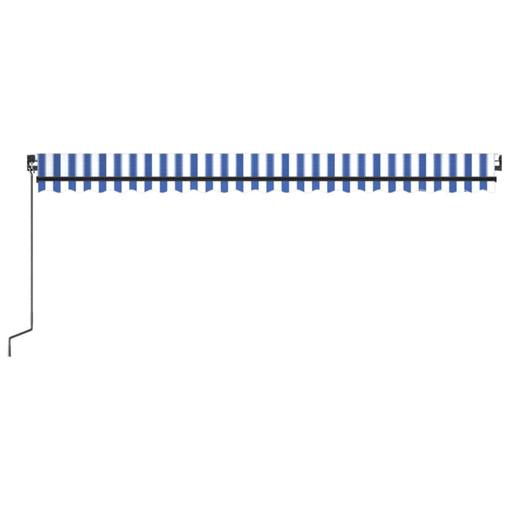 vidaXL Copertină retractabilă manual cu LED, albastru & alb 500x300 cm