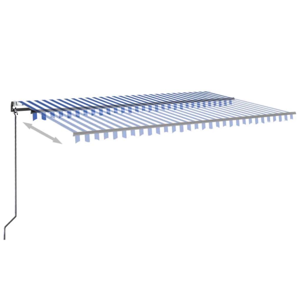 vidaXL Copertină automată cu senzor vânt&LED, albastru/alb 500x300 cm vidaXL Copertină automată cu senzor vânt&LED, albastru/alb 500x300 cm