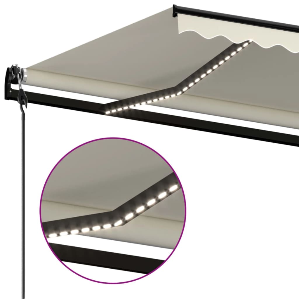 vidaXL Copertină automată cu senzor vânt & LED, crem, 500x300 cm vidaXL Copertină automată cu senzor vânt & LED, crem, 500x300 cm