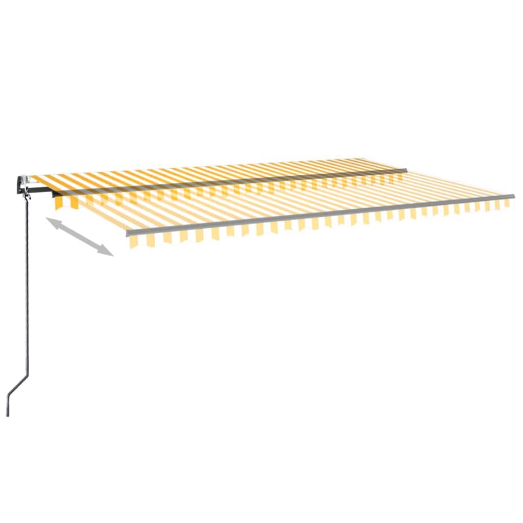 vidaXL Copertină automată cu senzor vânt&LED, galben/alb, 500x300 cm