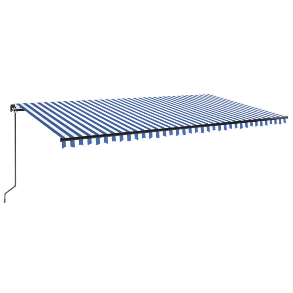 vidaXL Copertină retractabilă manual cu LED albastru și alb 600x300 cm