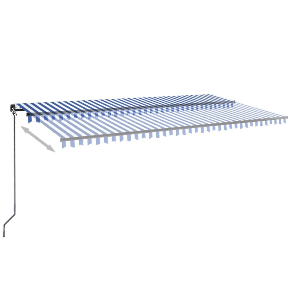 vidaXL Copertină retractabilă manual cu LED albastru și alb 600x300 cm