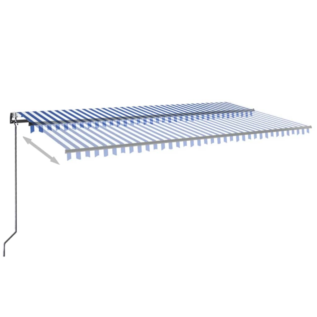 vidaXL Copertină automată cu senzor vânt&LED, albastru/alb, 600x300 cm vidaXL Copertină automată cu senzor vânt&LED, albastru/alb, 600x300 cm