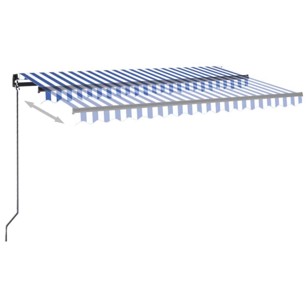 vidaXL Copertină retractabilă manual, albastru și alb, 400x350 cm