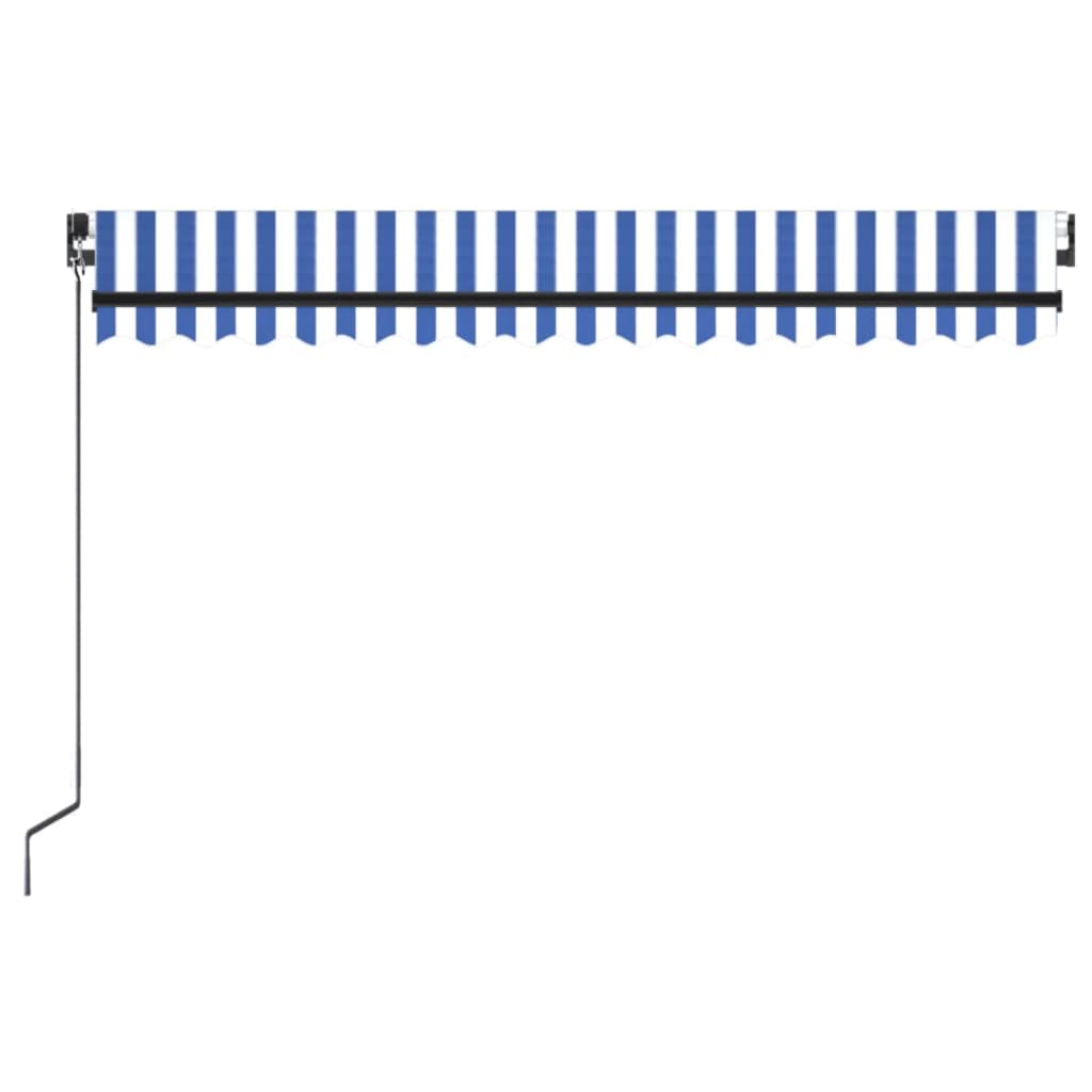 vidaXL Copertină retractabilă manual cu LED, albastru/alb, 400x350 cm