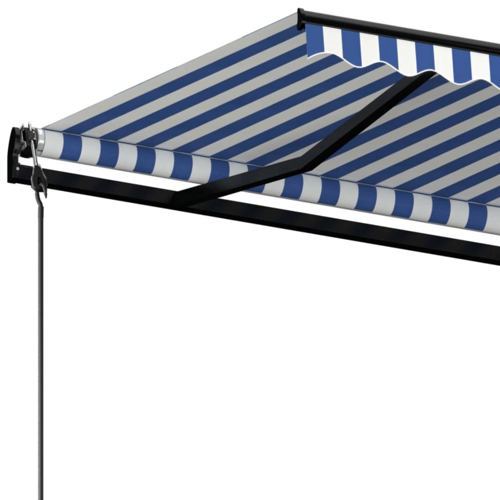 vidaXL Copertină retractabilă automat, albastru și alb, 400x350 cm