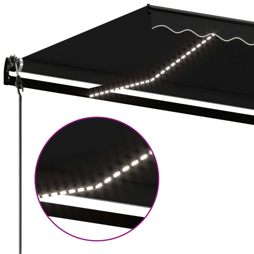 vidaXL Copertină automată cu senzor vânt & LED, antracit, 400x350 cm