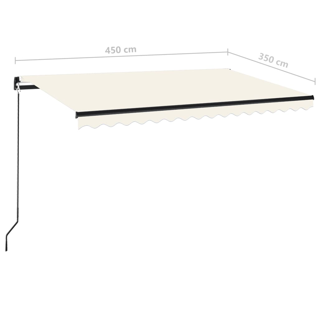 vidaXL Copertină retractabilă manual, crem, 450x350 cm