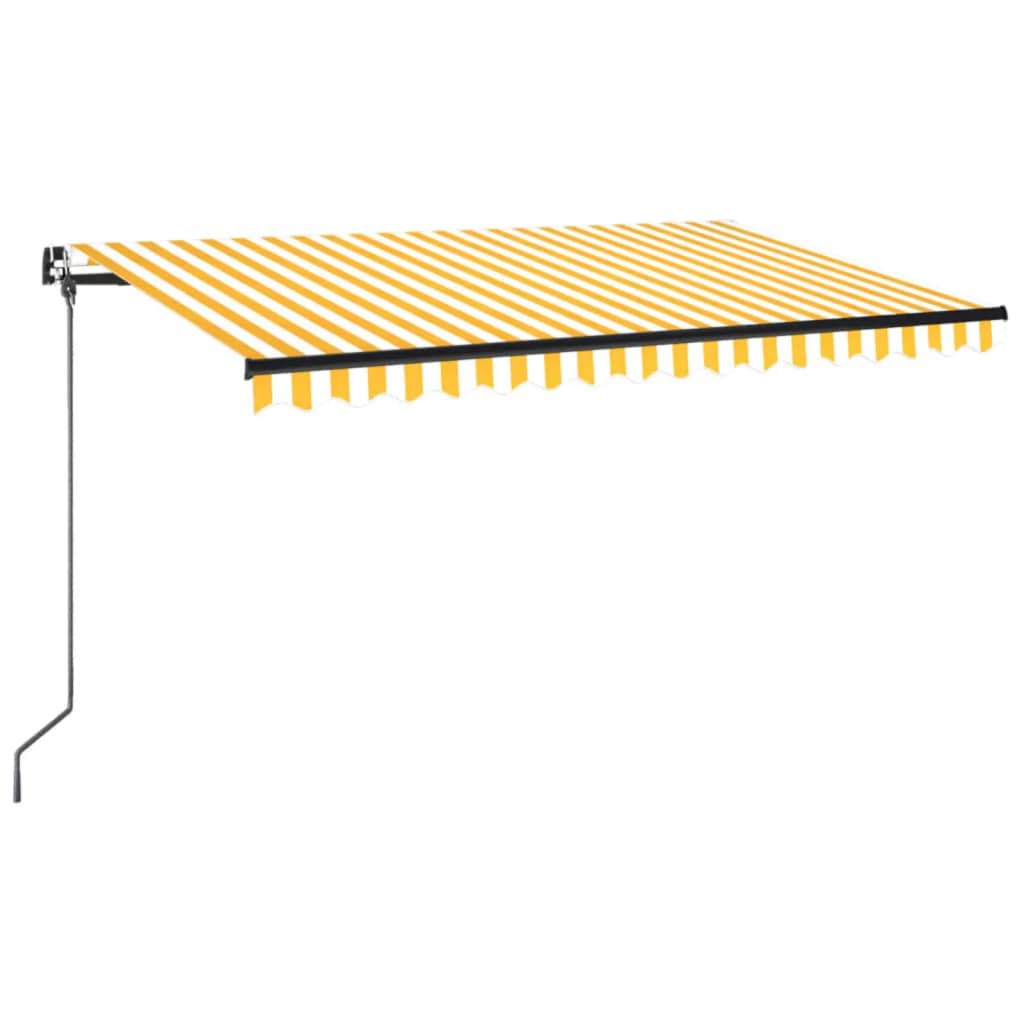 vidaXL Copertină retractabilă manual, galben și alb, 450x350 cm