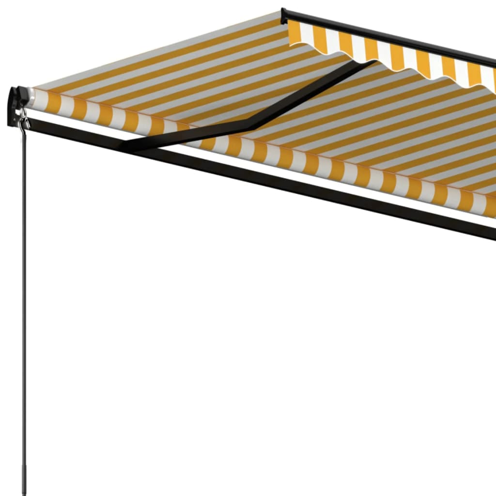 vidaXL Copertină retractabilă manual, galben și alb, 450x350 cm