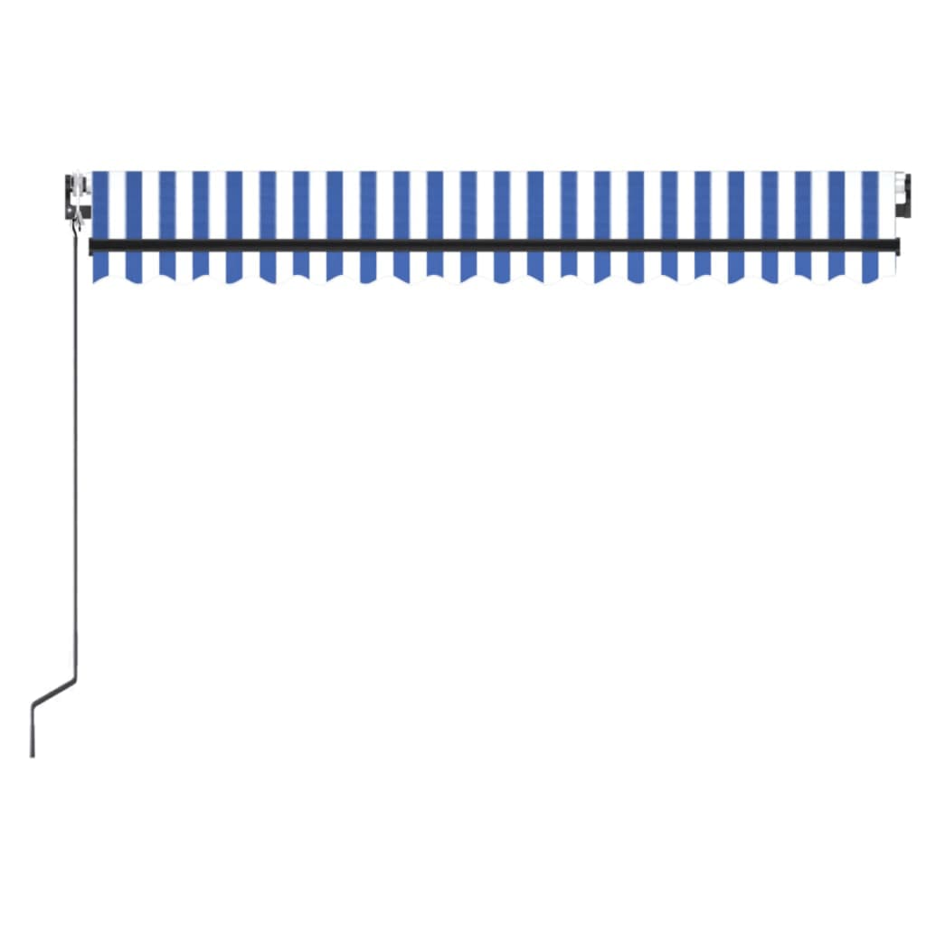 vidaXL Copertină retractabilă automat, albastru și alb, 450x350 cm