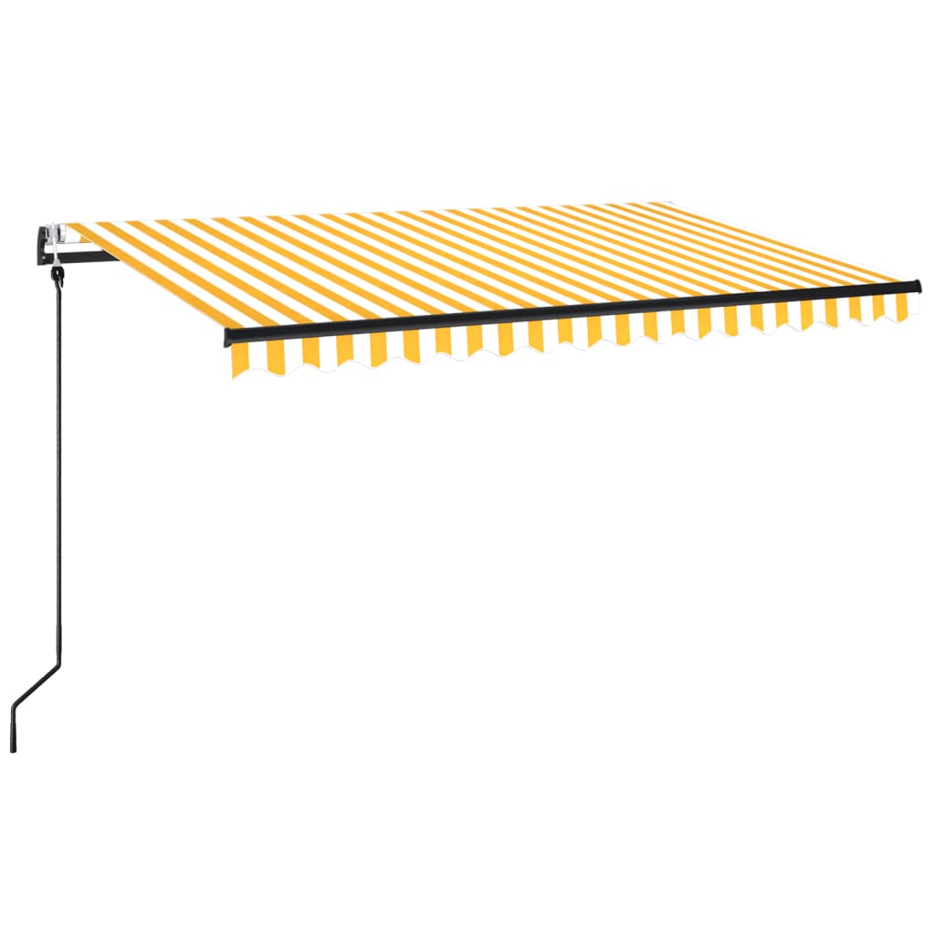 vidaXL Copertină retractabilă automat, galben și alb, 450x350 cm