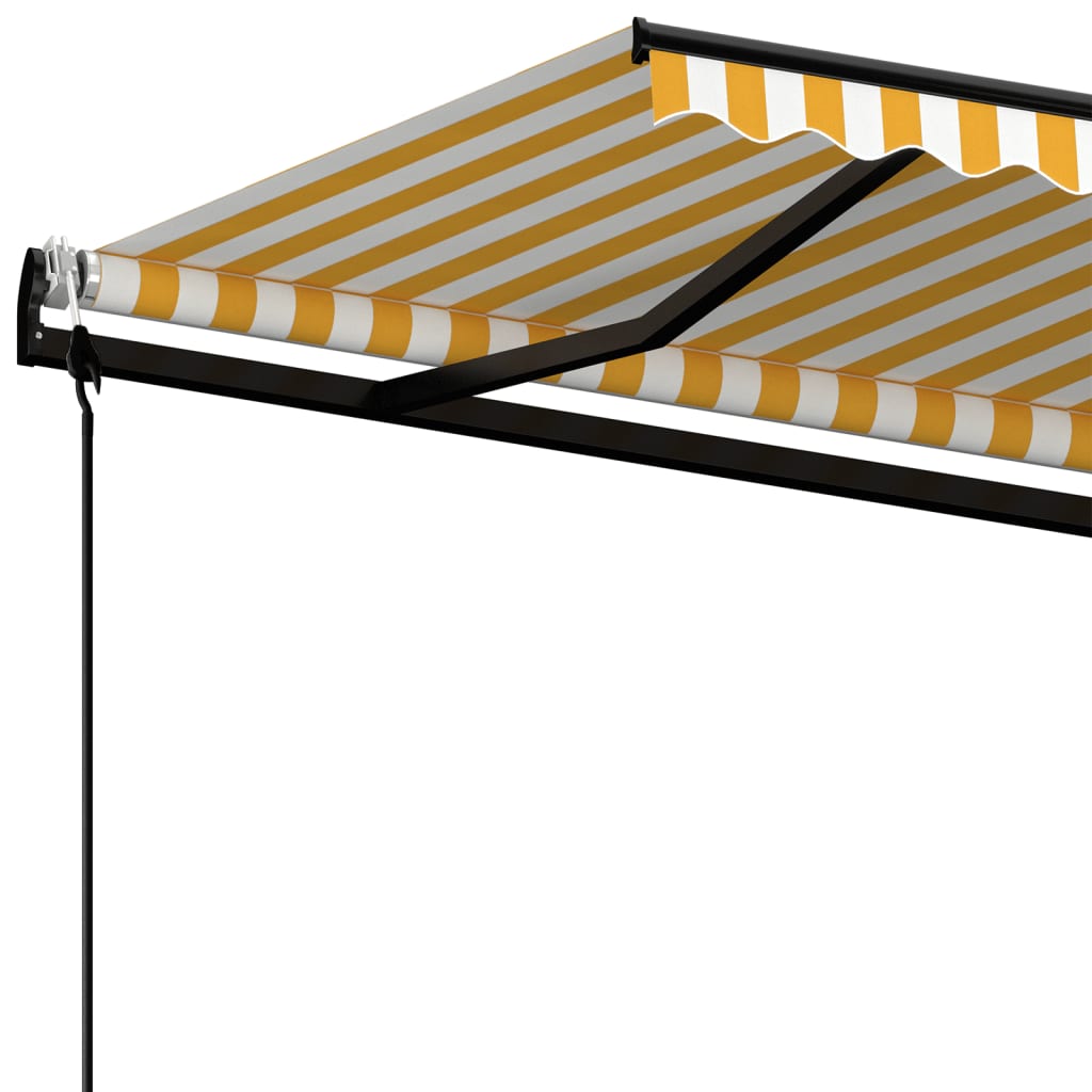 vidaXL Copertină retractabilă automat, galben și alb, 450x350 cm