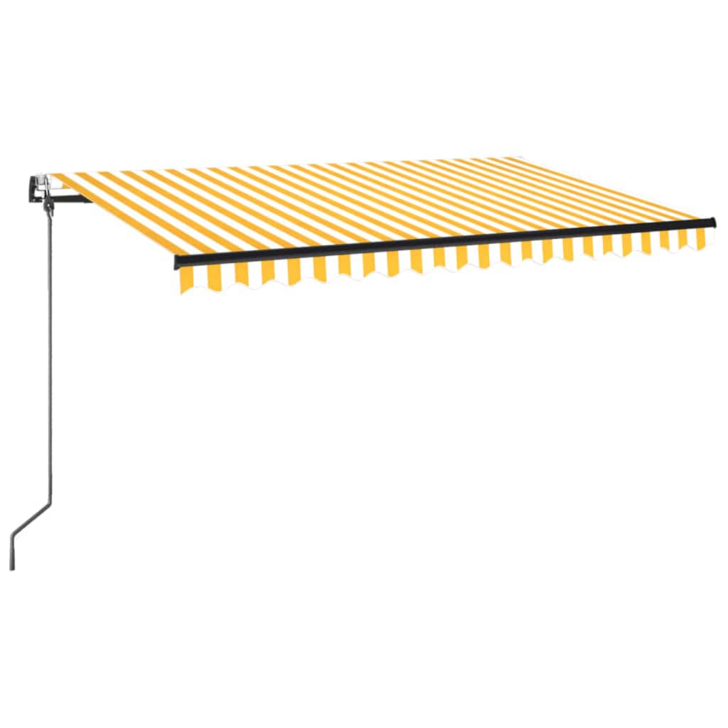 vidaXL Copertină automată cu LED&senzor vânt, galben&alb, 450x350 cm vidaXL Copertină automată cu LED&senzor vânt, galben&alb, 450x350 cm