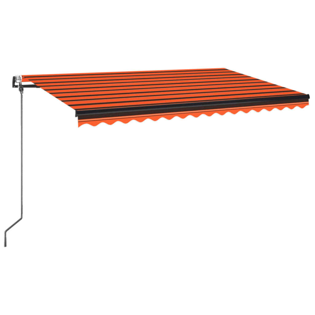 vidaXL Copertină automată, senzor vânt & LED, oranj/maro, 450x350 cm