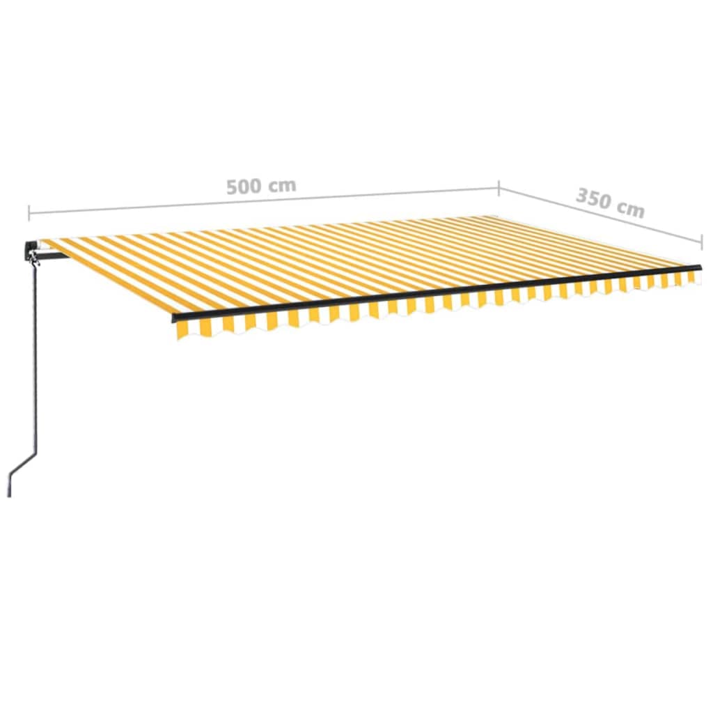 vidaXL Copertină retractabilă manual, galben și alb, 500x350 cm