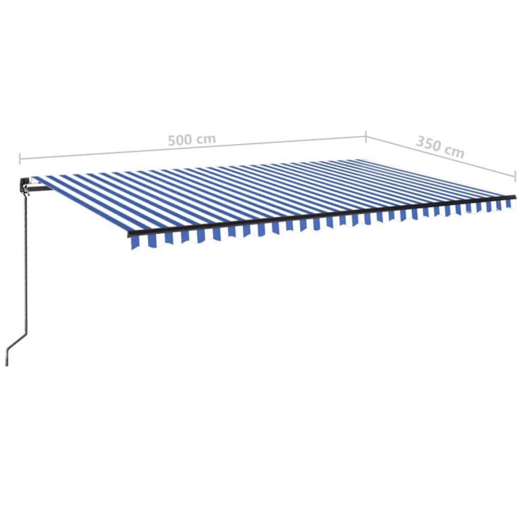 vidaXL Copertină retractabilă manual cu LED, albastru/alb, 500x350 cm