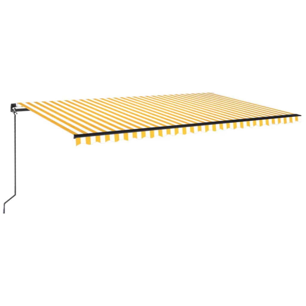 vidaXL Copertină retractabilă manual cu LED, galben și alb, 500x350 cm