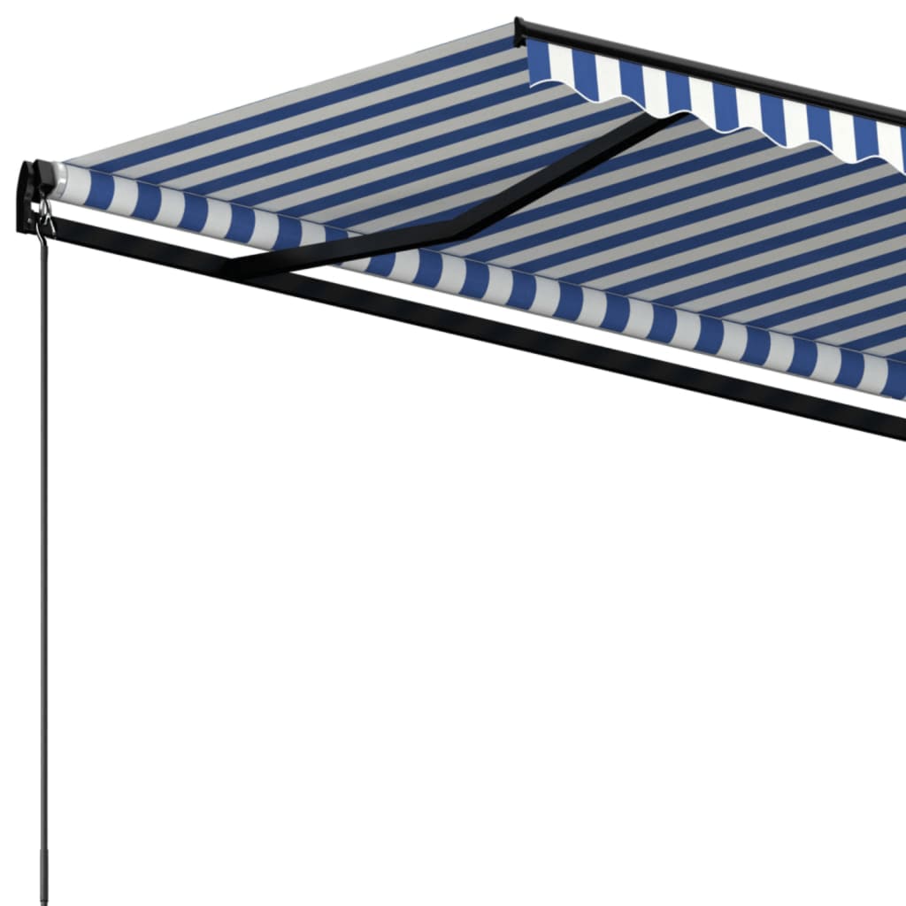 vidaXL Copertină retractabilă manual, albastru și alb, 600x350 cm