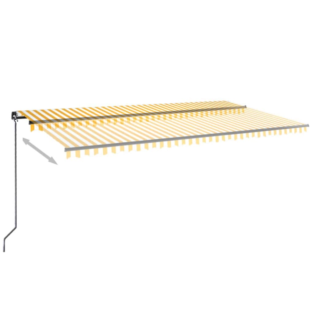 vidaXL Copertină retractabilă manual, galben și alb, 600x350 cm