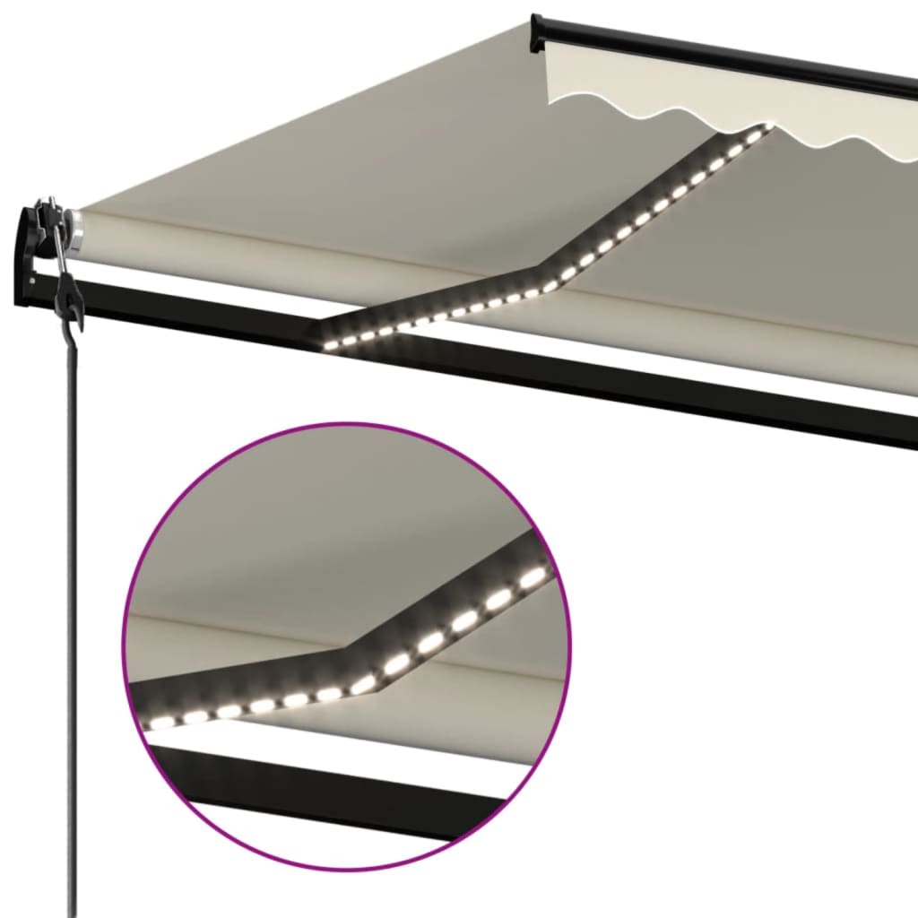 vidaXL Copertină automată cu senzor vânt & LED, crem, 600x350 cm vidaXL Copertină automată cu senzor vânt & LED, crem, 600x350 cm