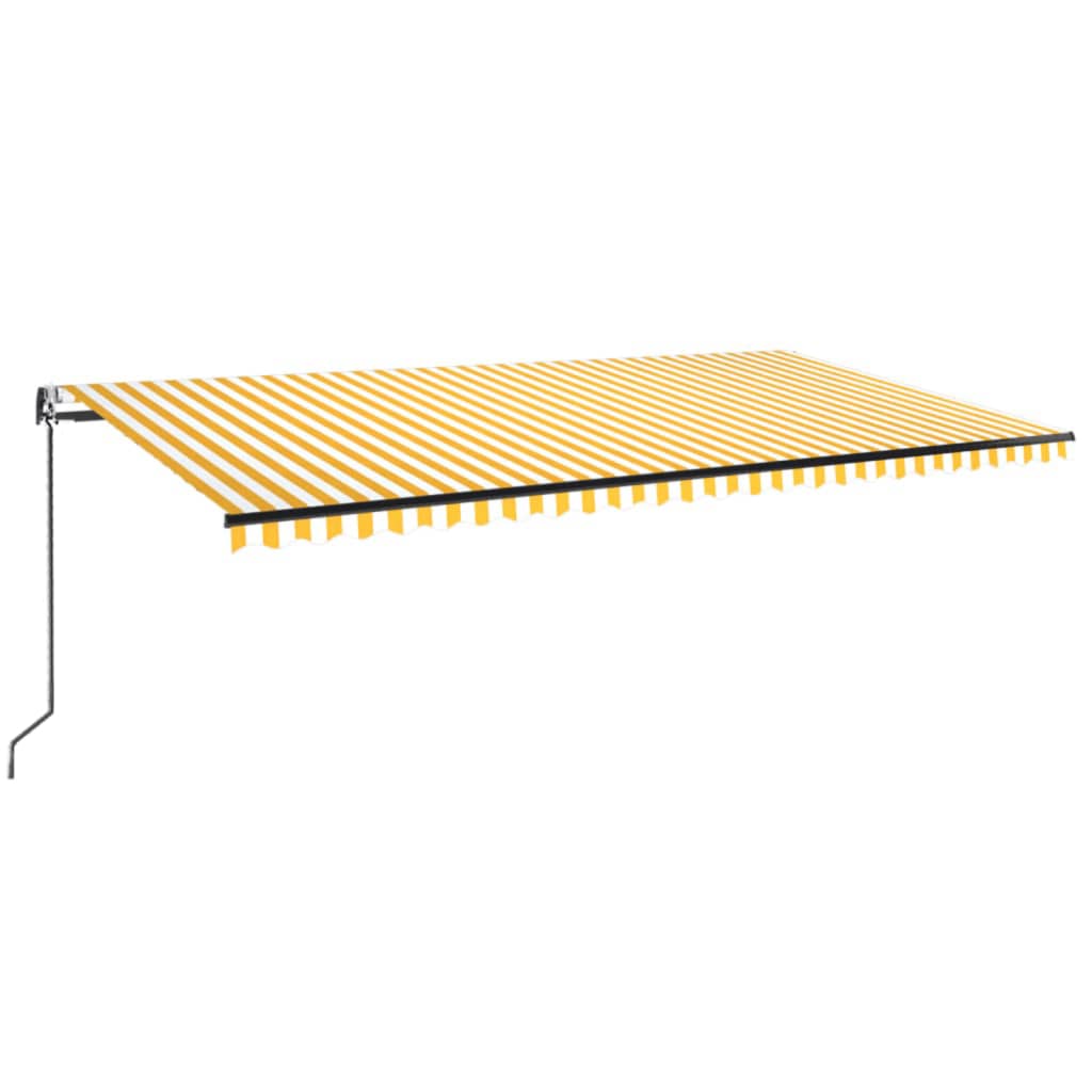 vidaXL Copertină automată cu senzor vânt&LED, galben/alb, 600x350 cm vidaXL Copertină automată cu senzor vânt&LED, galben/alb, 600x350 cm
