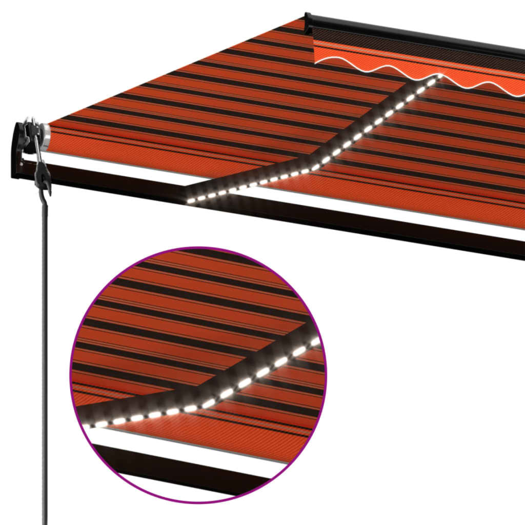 vidaXL Copertină automată cu senzor vânt & LED, oranj/maro, 600x350 cm vidaXL Copertină automată cu senzor vânt & LED, oranj/maro, 600x350 cm