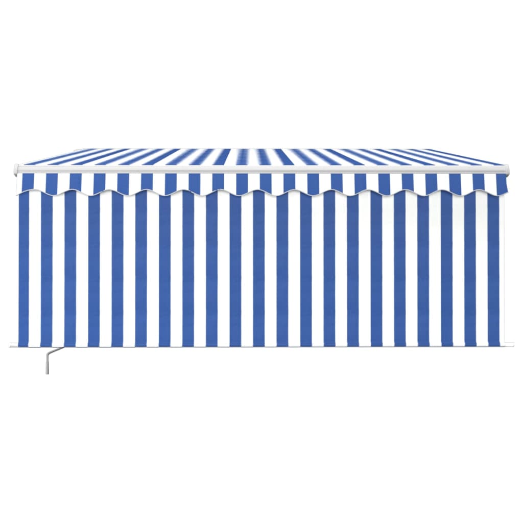vidaXL Copertină retractabilă manual cu stor&LED albastru&alb, 3x2,5 m vidaXL Copertină retractabilă manual cu stor&LED albastru&alb, 3x2,5 m