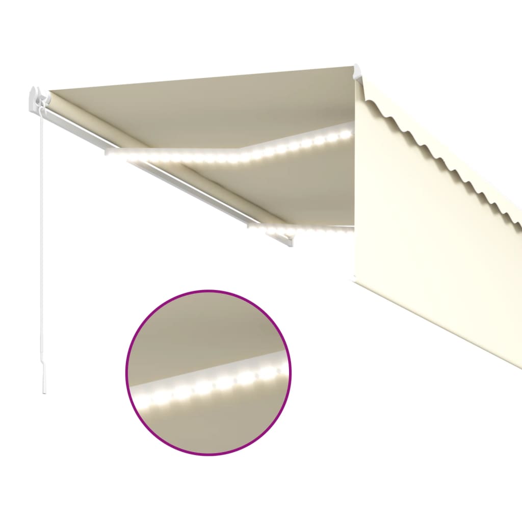 vidaXL Copertină retractabilă manual cu stor&LED, crem, 3x2,5 m vidaXL Copertină retractabilă manual cu stor&LED, crem, 3x2,5 m