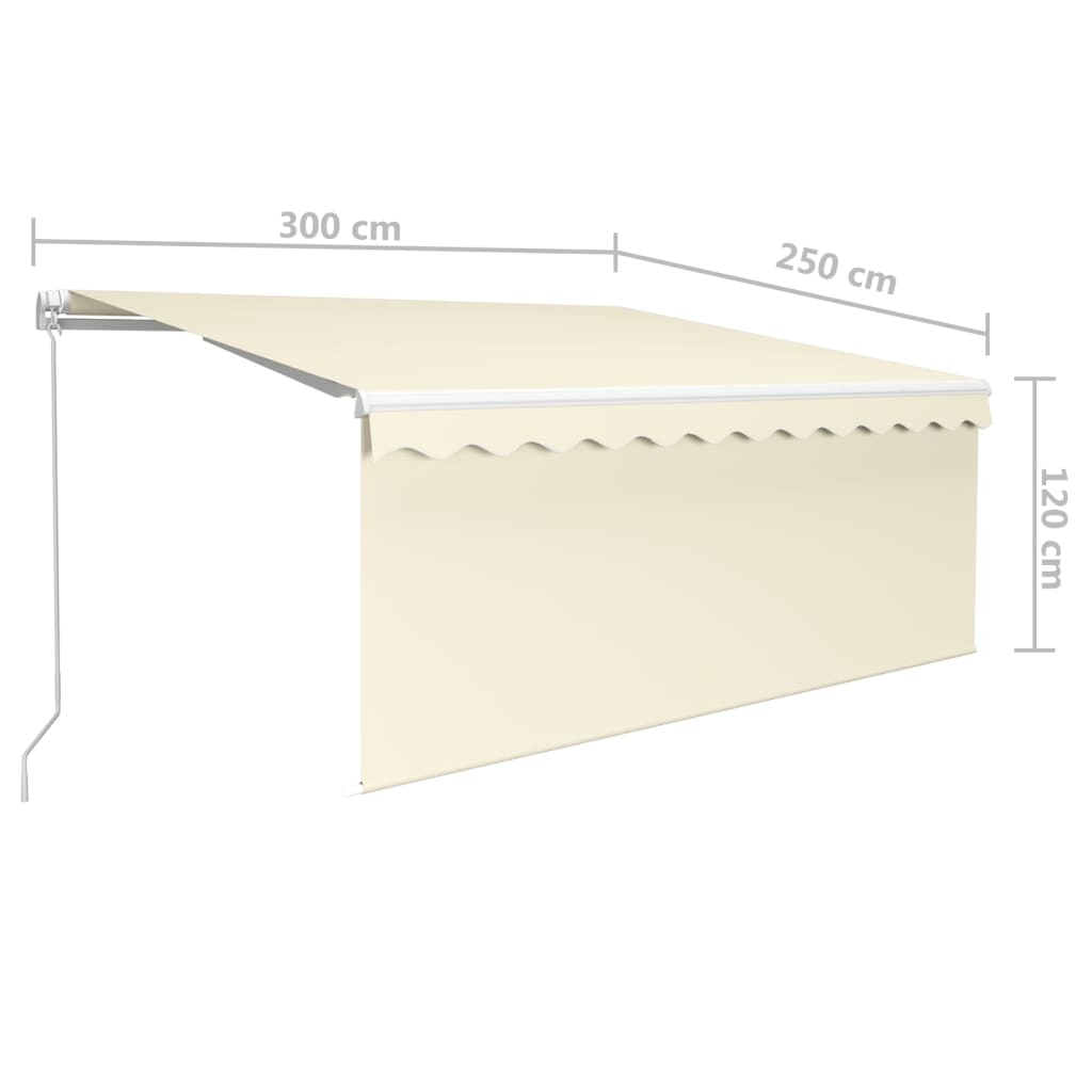 vidaXL Copertină retractabilă manual cu stor&LED, crem, 3x2,5 m vidaXL Copertină retractabilă manual cu stor&LED, crem, 3x2,5 m