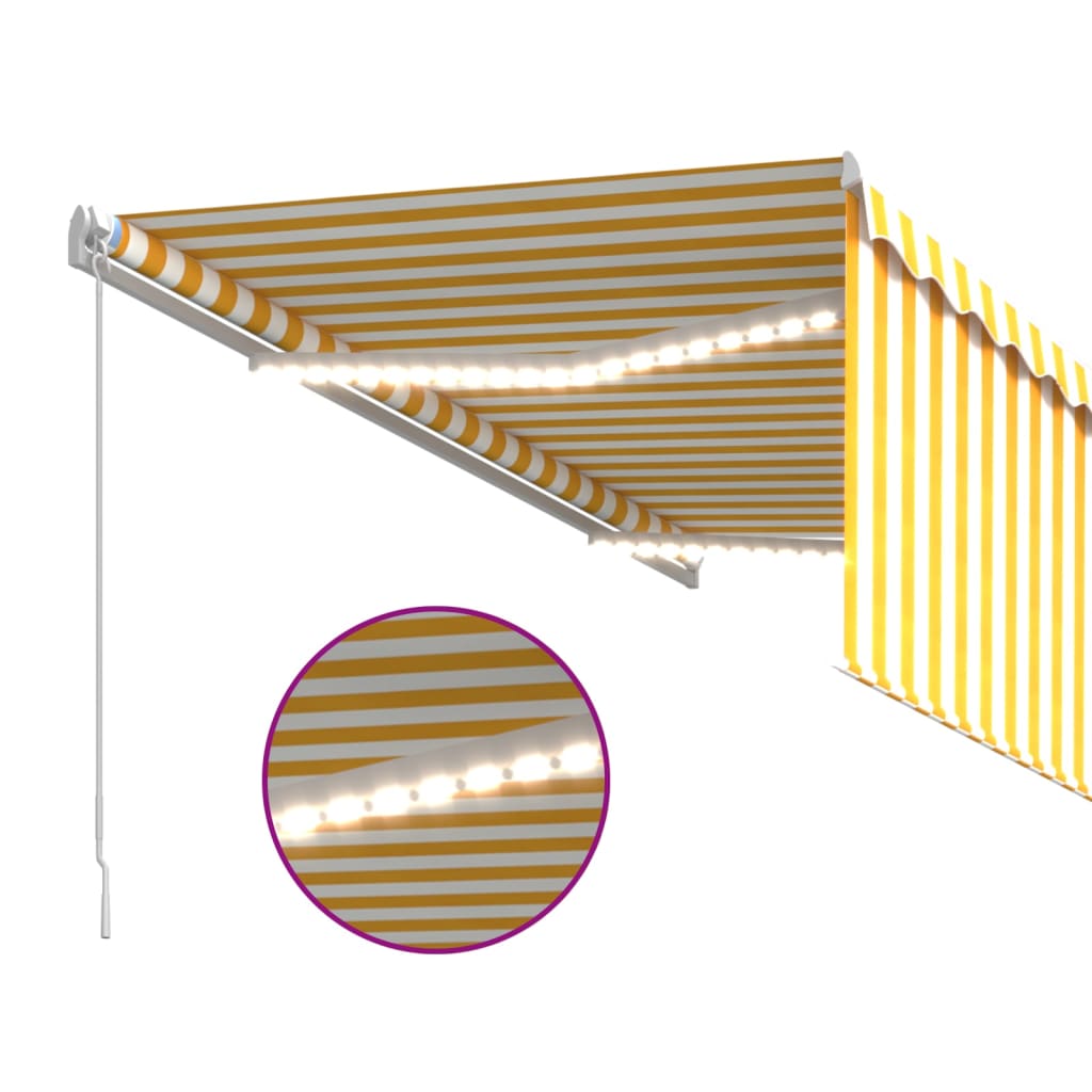 vidaXL Copertină retractabilă manual cu stor&LED galben & alb 3x2,5 m vidaXL Copertină retractabilă manual cu stor&LED galben & alb 3x2,5 m