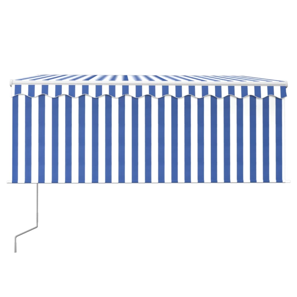vidaXL Copertină retractabilă automat cu stor, albastru & alb, 3x2,5 m