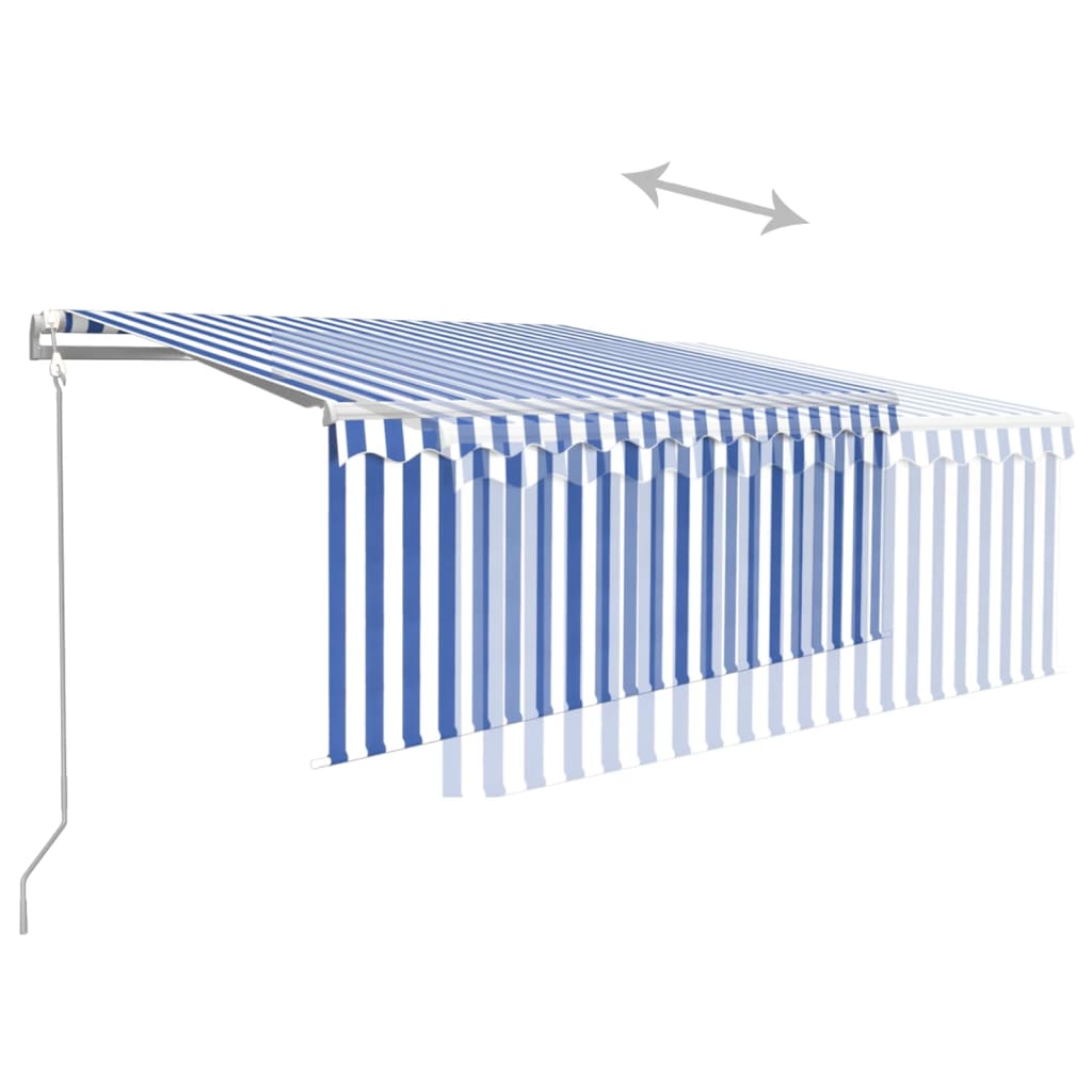 vidaXL Copertină retractabilă automat cu stor, albastru & alb, 3x2,5 m