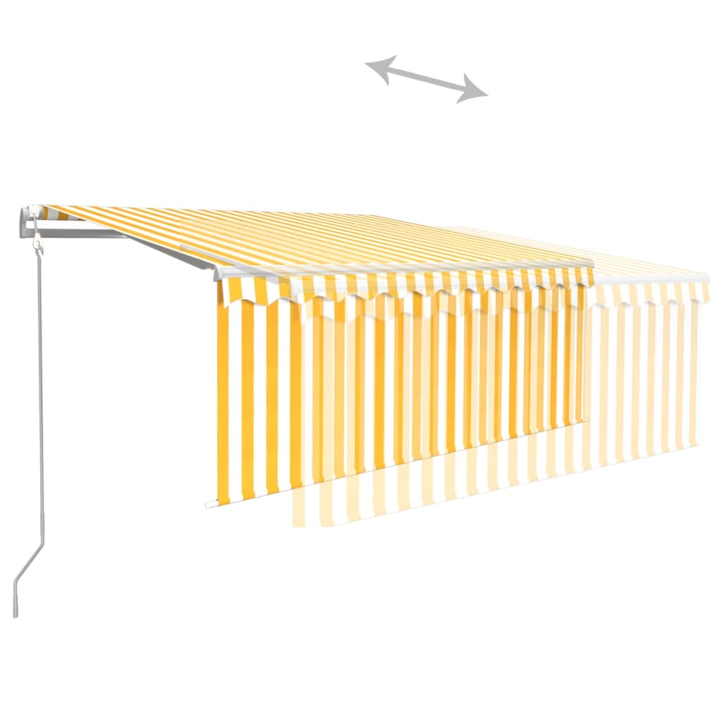 vidaXL Copertină retractabilă automat cu stor, galben & alb, 3x2,5 m