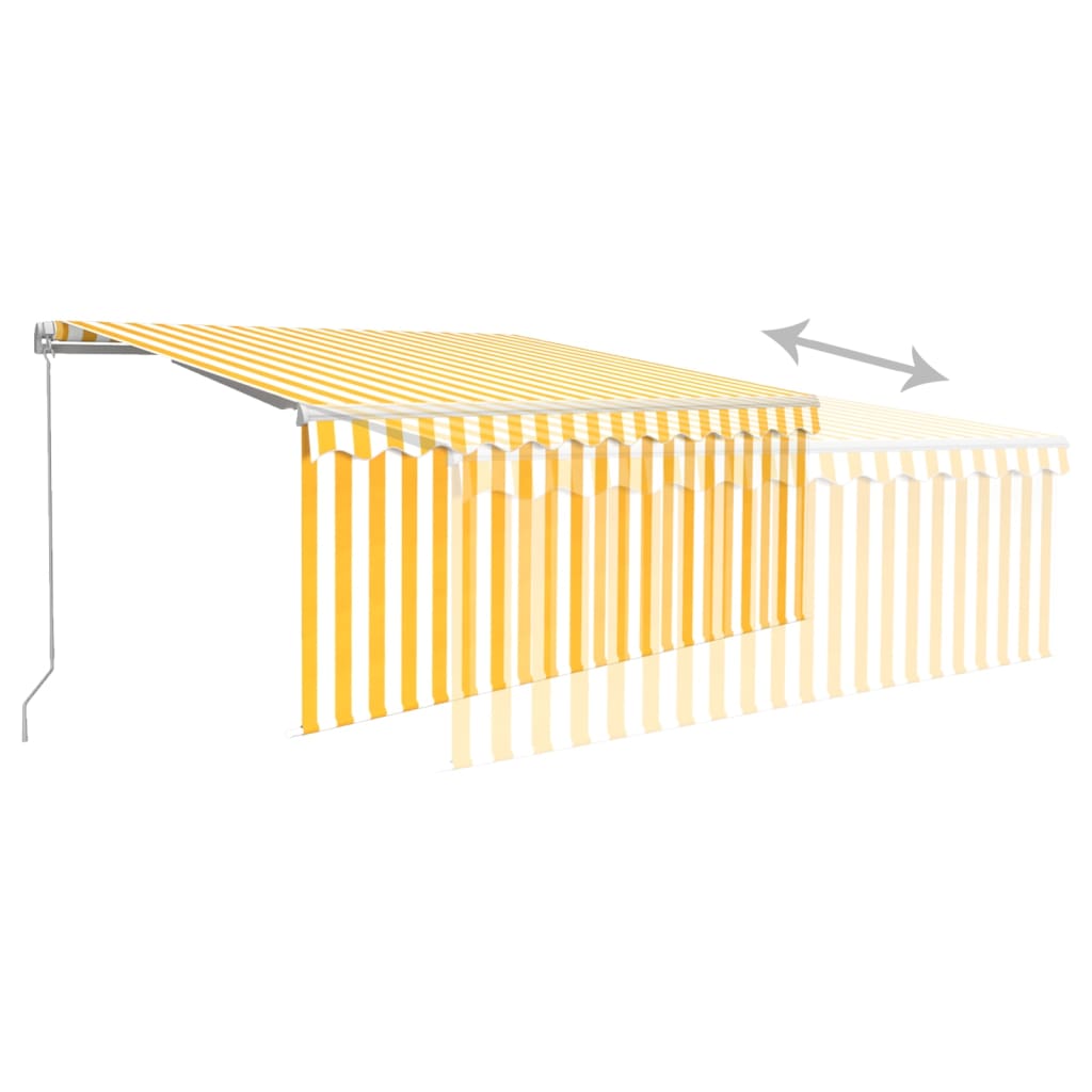 vidaXL Copertină retractabilă manual cu stor, galben&alb, 3,5x2,5 m