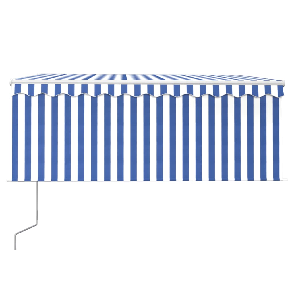 vidaXL Copertină retractabilă automat cu stor, albastru&alb, 3,5x2,5 m