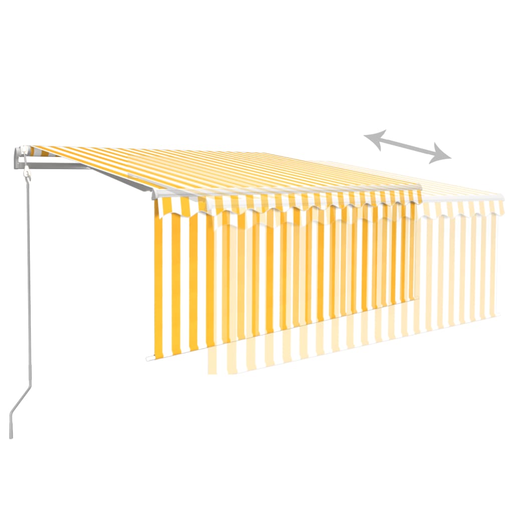vidaXL Copertină retractabilă automat cu stor, galben&alb, 3,5x2,5 m vidaXL Copertină retractabilă automat cu stor, galben&alb, 3,5x2,5 m