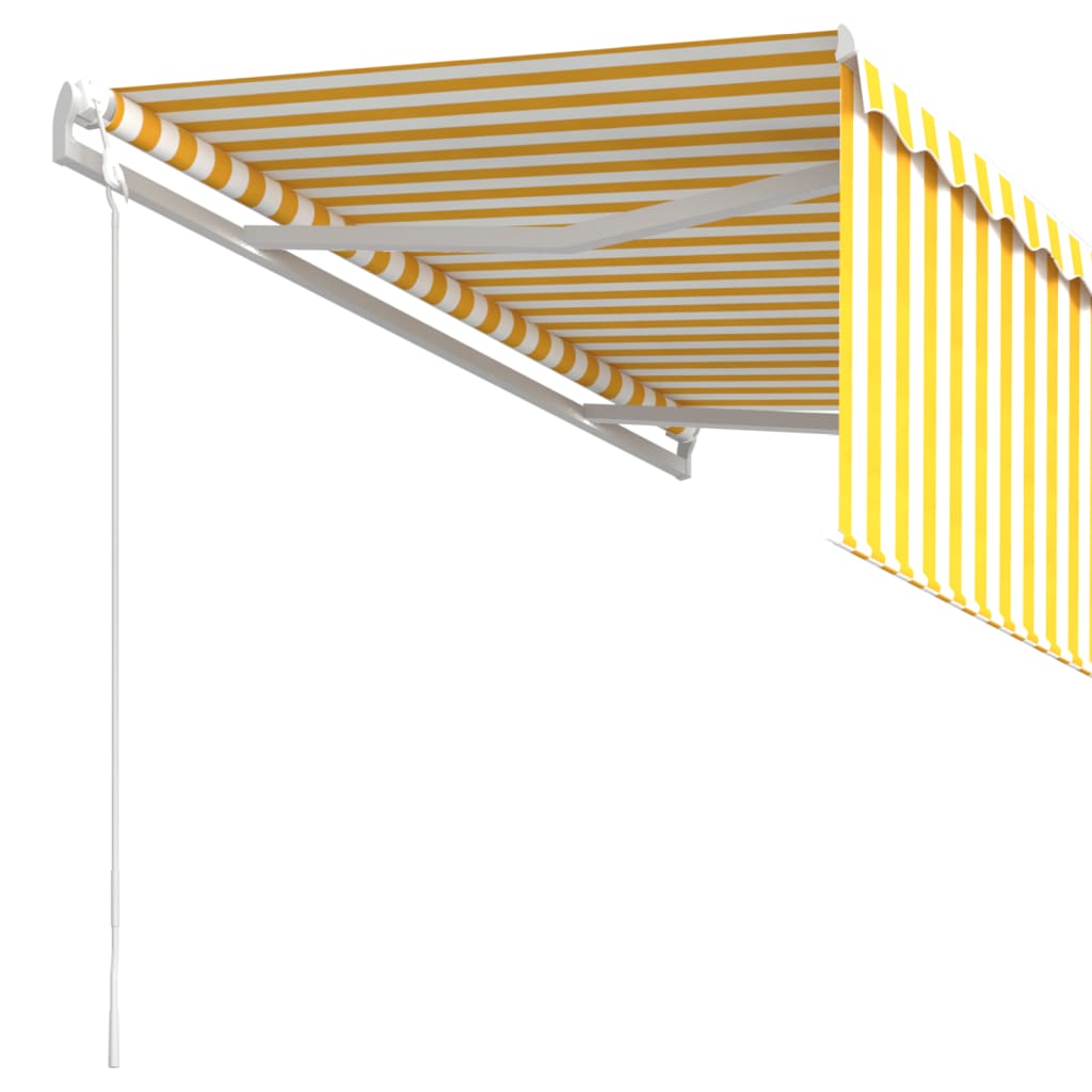 vidaXL Copertină retractabilă automat cu stor, galben&alb, 3,5x2,5 m vidaXL Copertină retractabilă automat cu stor, galben&alb, 3,5x2,5 m