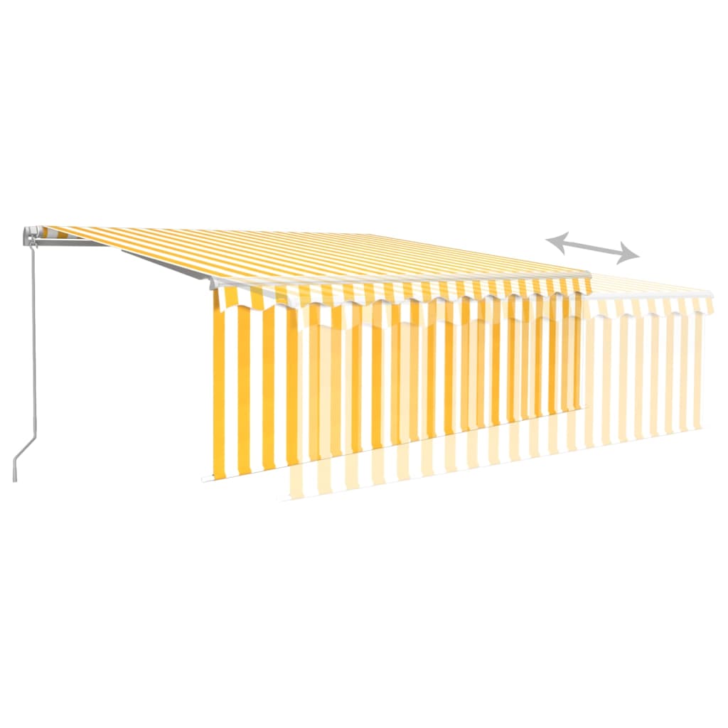 vidaXL Copertină retractabilă manual cu stor, galben&alb, 4x3 m vidaXL Copertină retractabilă manual cu stor, galben&alb, 4x3 m