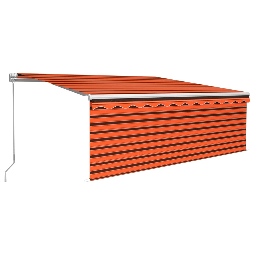 vidaXL Copertină retractabilă manual cu stor, portocaliu&maro, 4x3 m