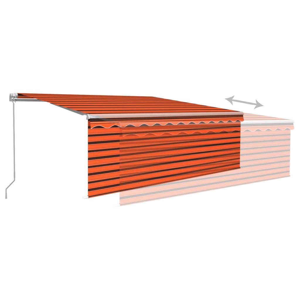vidaXL Copertină retractabilă manual cu stor, portocaliu&maro, 4x3 m