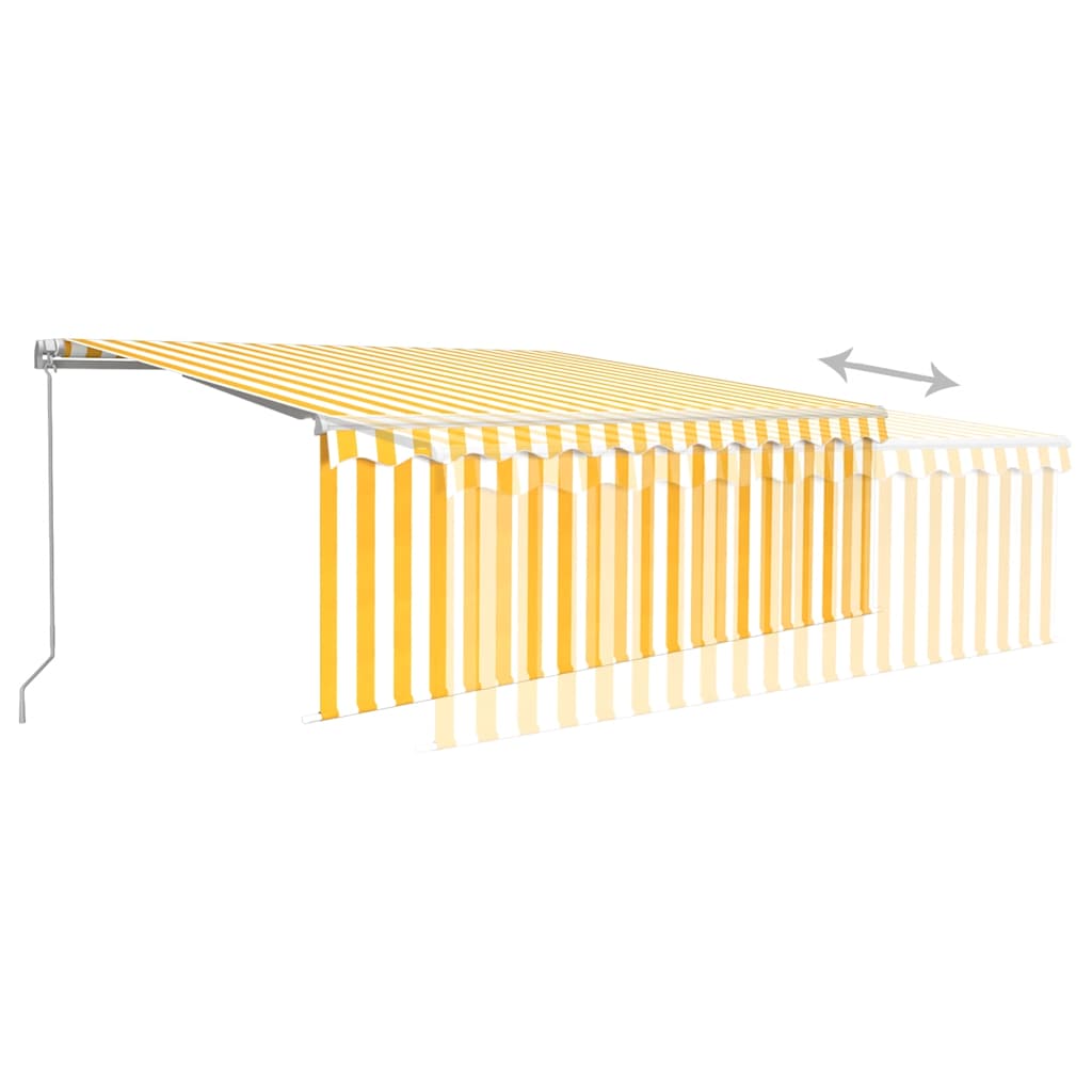 vidaXL Copertină retractabilă manual cu stor&LED, galben&alb, 4x3 m vidaXL Copertină retractabilă manual cu stor&LED, galben&alb, 4x3 m