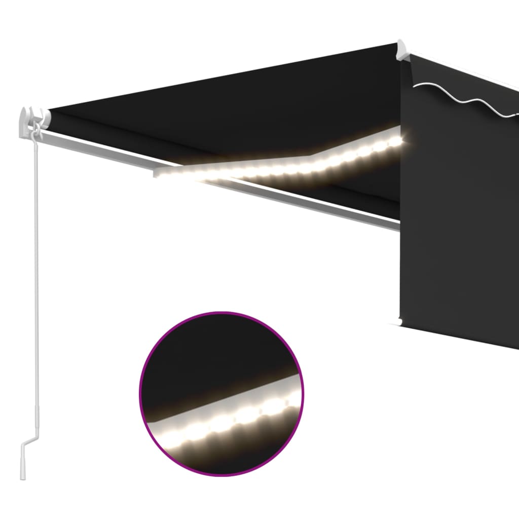 vidaXL Copertină retractabilă manual cu stor & LED, antracit, 4x3 m vidaXL Copertină retractabilă manual cu stor & LED, antracit, 4x3 m