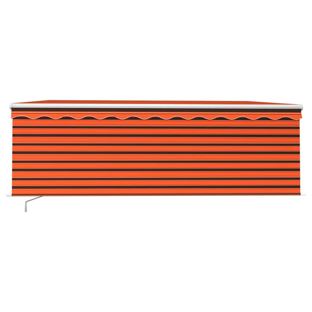 vidaXL Copertină retractabilă manual cu stor&LED portocaliu&maro 4x3 m vidaXL Copertină retractabilă manual cu stor&LED portocaliu&maro 4x3 m