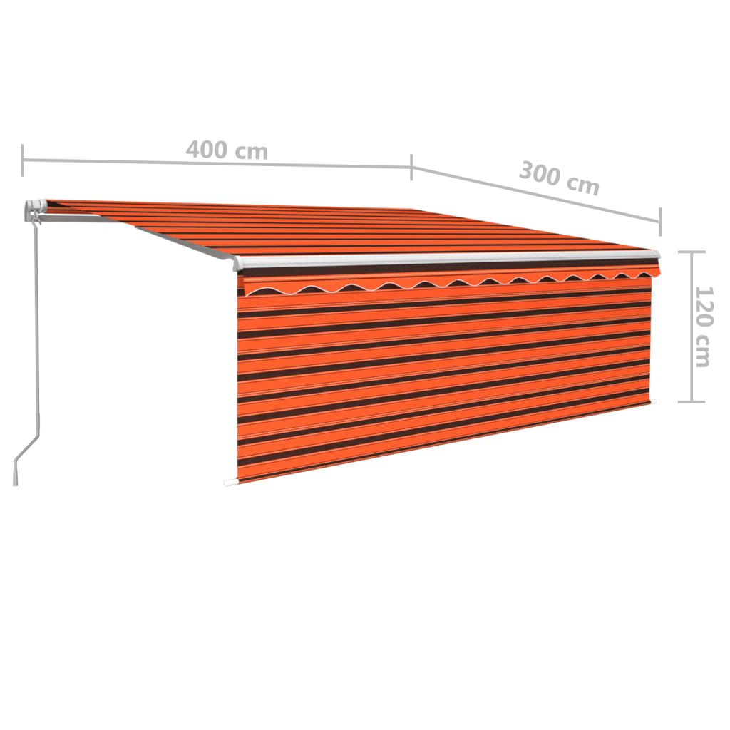 vidaXL Copertină retractabilă manual cu stor&LED portocaliu&maro 4x3 m vidaXL Copertină retractabilă manual cu stor&LED portocaliu&maro 4x3 m
